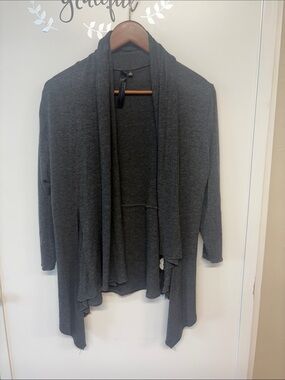 Isabella Rodriguez Dark Charcoal Open-Front Draped Cardigan
